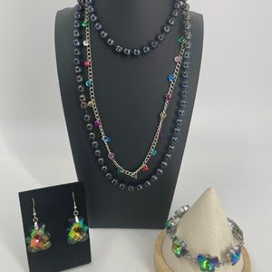 Sequined Necklace,Bead Necklace and Bracelets and Earrings